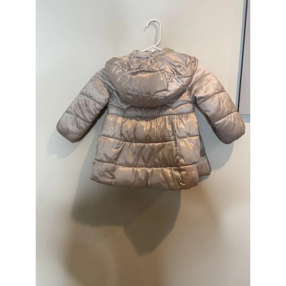 Mayoral Puffer Jacket Girls‎ Toddler 24M Beige Hooded Quilted Coat Lined Winter